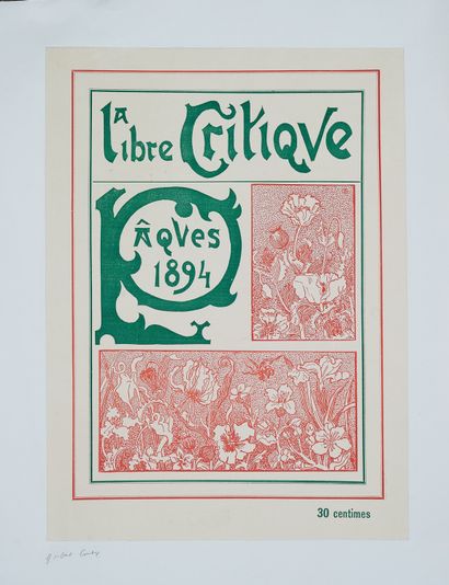 null Gisbert COMBAZ (1869-1941) 
LA LIBRE CRITIQUE. PÂQUES 1894. 
Affiche lithographiée...