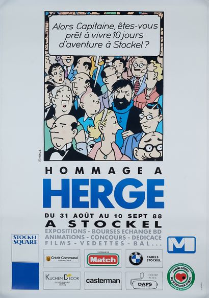 null HERGE (1907-1983). 
HOMAGE TO HERGE, 1988 IN STOCKEL. 
Poster printed in colors,...