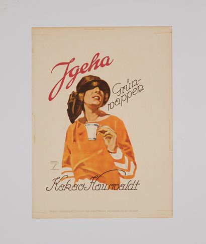 null Ludwig HOHLWEIN (1874-1949). 
IGEHA. KAKAO HOUSWALDT.
Poster lithographed colors,...