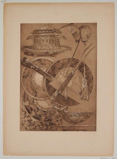 null Alfons MUCHA (1860-1939). 
Silverware: Decorative documents PL.59. Lithographed...