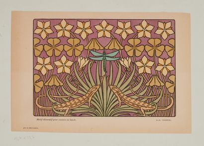 null Maurice Pillard VERNEUIL (1869-1942).
DECORATIVE PATTERN FOR CUSHION OR BAND,...