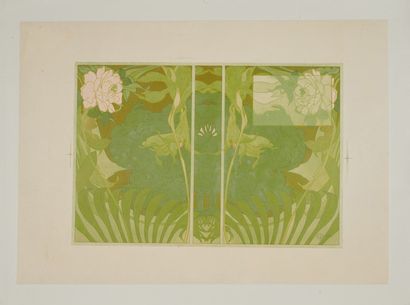 null Georges DE FEURE (1868-1943). 
Décor floral. 
Lithographie couleurs non titrée,...