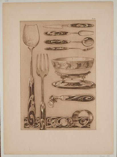 null Alfons MUCHA (1860-1939). 
Orfèvrerie : Documents décoratifs PL.61.
Planche...
