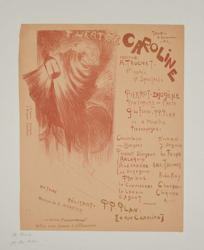 null Georges DE FEURE (1868-1943). 
THEÂTRE CAROLINE.
Affiche lithographiée couleurs,...