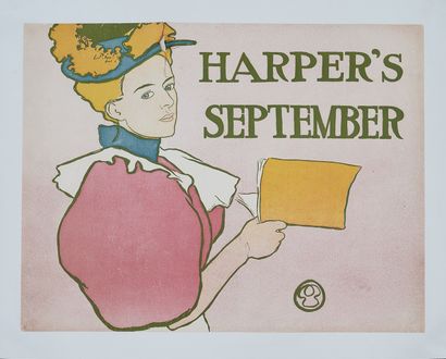 null Edward PENFIELD (1866-1925). 
HARPER'S SEPTEMBER. 
Color lithographed poster,...