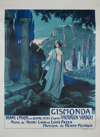 null Georges-Antoine ROCHEGROSSE (1859-1938). GISMONDIN LYRICAL DRAMA. 
Poster lithographed...
