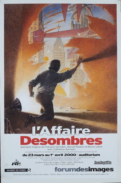 null François SCHUITEN (né en 1956). 
L'AFFAIRE DESOMBRES, 2000. 
Affiche de spectacle...