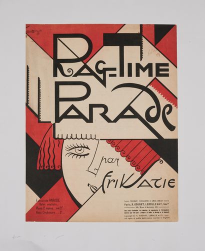 null Georges DOLA (1872-1950) 
RAG-TIME PARADE par Erik Satie, 1919.
Affiche lithographiée...