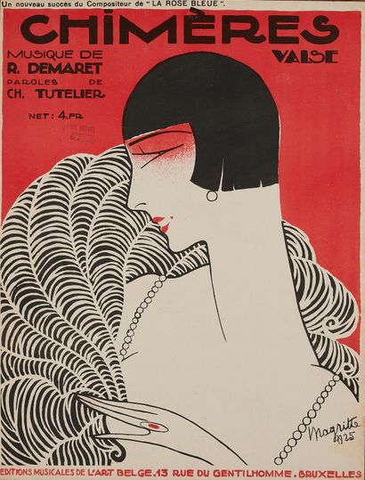 null René MAGRITTE (1898-1967) 
CHIMERES waltz by R. Demaret, 1925. 
Cover of musical...