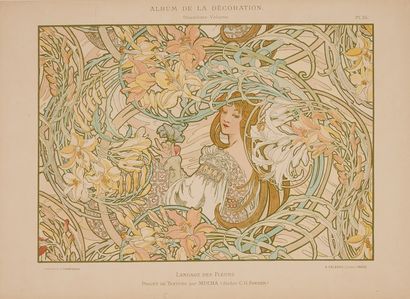 null Alfons MUCHA (1860-1939) 
BYZANTINE and LANGUAGE OF FLOWERS
Two plates of drapery...