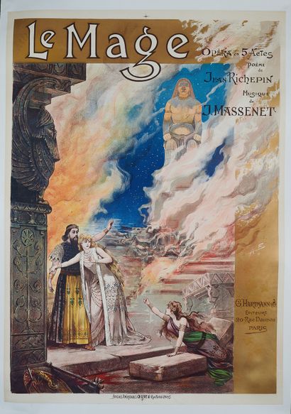 null Alfredo EDEL (1856-1912).
LE MAGE, 1891. 
Affiche lithographiée couleurs, contrecollée...