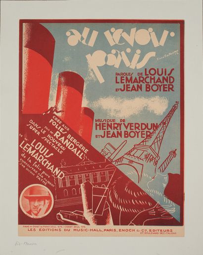 null Pierre FIX-MASSEAU (1905-1994). 
AU REVOIR PARIS, 1929. 
Affiche lithographiée...