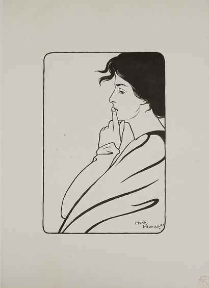 null Henri MEUNIER (1873-1922). 
HOUR OF SILENCE, 1897.
Lithographed print in black,...