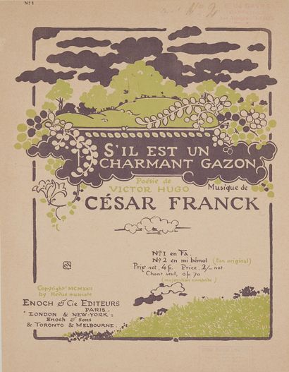 null Georges AURIOL (1863-1938)
lot de 3 affiches :
- LE VILLAGE, pour piano et chant.
Affiche...