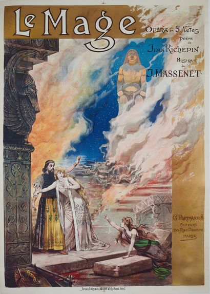 null Alfredo EDEL (1856-1912).
THE MAGE, 1891. 
Lithographed poster in colors, pasted...