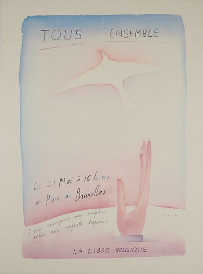 null Jean-Michel FOLON (1934-2005). 
TOUS ENSEMBLE May 21 at 4pm in the Park of Brussels.
Poster...