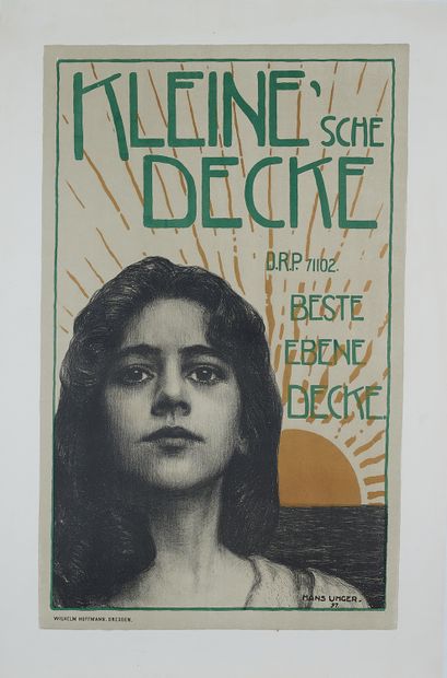null Hans UNGER (1872-1936) 
KLEINE' SCHE DECKE, 1897. 
Affiche lithographiée couleurs,...