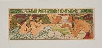 null Alfons MUCHA (1860-1939).
All pharmacies, WINE FROM INCAS, for all convalescents.
Poster...