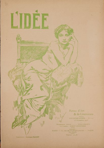 null Lot of 6 art and literature magazines L'IDEE, covers illustrated by MUCHA, ninth...