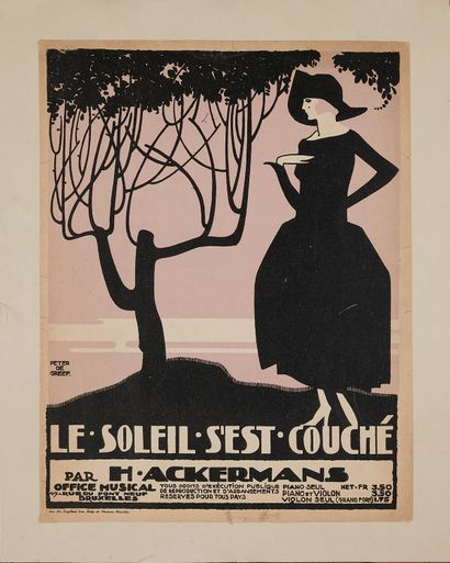null Peter DE GREEF (1901-1985). 
LE SOLEIL S'EST COUCHE PAR H. ACKERMANS.
Affiche...