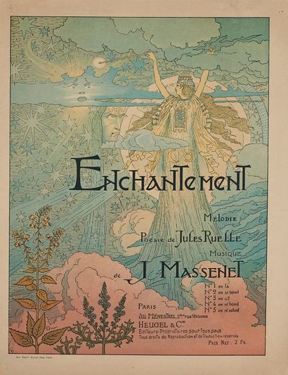 null Eugène GRASSET (1845-1917).
ENCHANTEMENT DE J. MASSENET. 
Affiche lithographiée...
