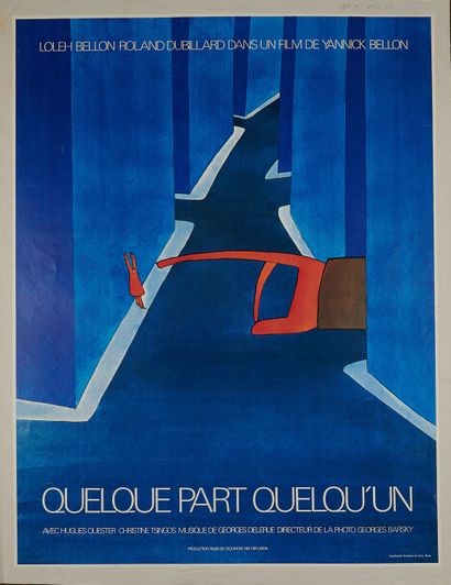 null Jean-Michel FOLON (1934-2005). 
SOMEWHERE SOMEONE. 
Poster printed in colors,...