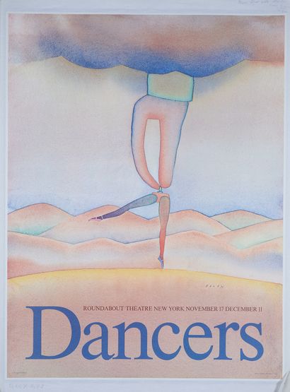 null Jean-Michel FOLON (1934-2005).
DANCERS. 
Poster printed in colors, pasted on...