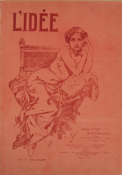 null Lot de 6 revues d'art et littérature L'IDEE, couvertures illustrées par MUCHA,...