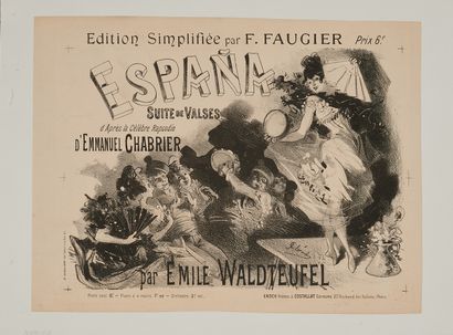 null Jules CHERET (1836-1932). 
ESPANA. Suite of Waltzes by Emmanuel CHABRIER. 
Poster...