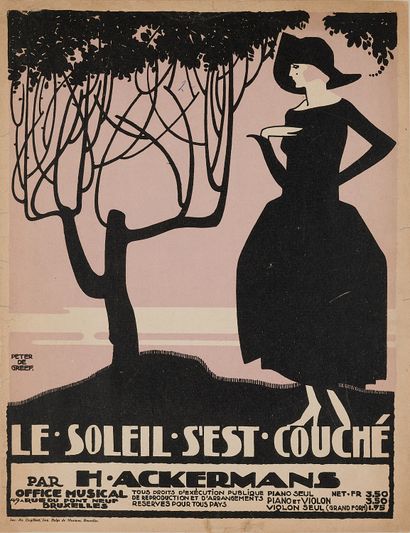 null Peter DE GREEF (1901-1985). 
LE SOLEIL S'EST COUCHE PAR H. ACKERMANS.
Affiche...