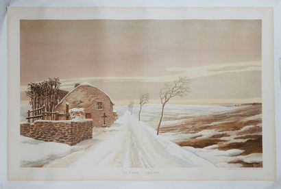 null Henry MEUNIER (1873-1922). 
THE COUNTRYSIDE - HET VEN.
Color chromolithograph,...