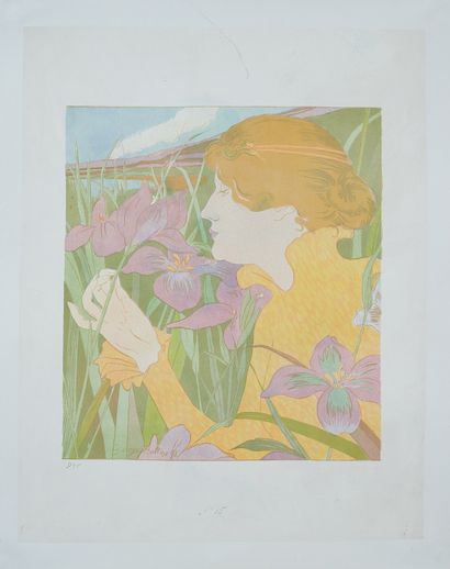 null Georges BOTTINI (1874-1907). 
LA FEMME AUX IRIS, 1898. 
Lithographie couleurs,...