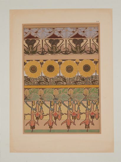 null Alfons MUCHA (1860-1939). 
Projet décor floral décoration intérieure : Documents...