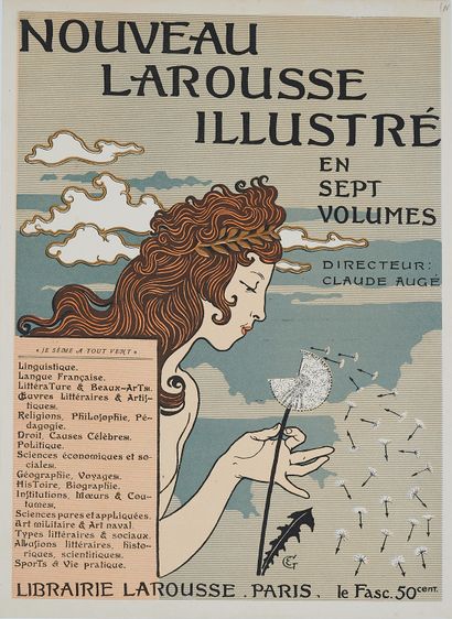 null Eugène GRASSET (1845-1917). 
NEW LAROUSSE ILLUSTRATED in seven volumes. 
Poster...