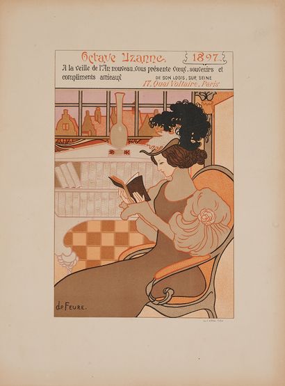 null Georges DE FEURE (1868-1943). 
OCTAVE UZANNE 1897. 
Poster lithographed in colors,...