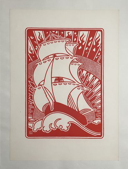 null Gisbert COMBAZ (1869-1941). 
Argo, A LA TOISON D'OR. 
Affiche lithographiée...