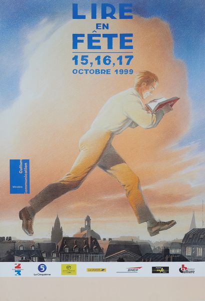 null François SCHUITEN (born in 1956). 
LIRE EN FÊTE, 2000. 
Poster printed in colors,...