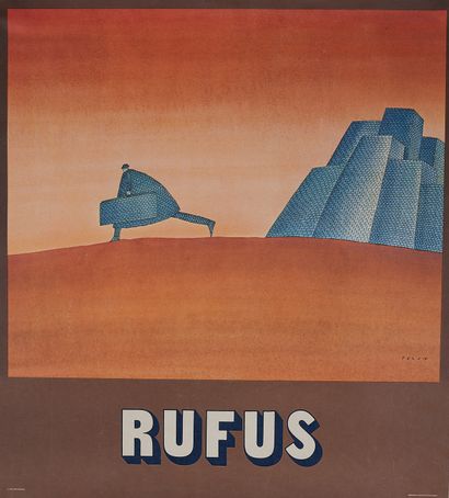 null Jean-Michel FOLON (1934-2005).
RUFUS, 1978. 
Poster lithographed colors, pasted...