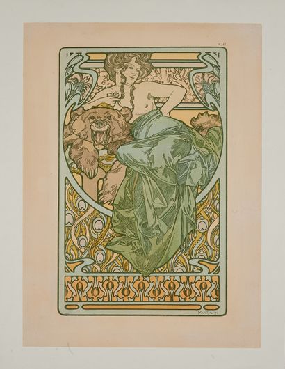 null Alfons MUCHA (1860-1939). 
Femme assise et ours : Documents décoratifs. PL.47....