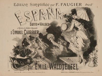 null Jules CHERET (1836-1932). 
ESPANA. Suite de Valses d'Emmanuel CHABRIER. 
Affiche...