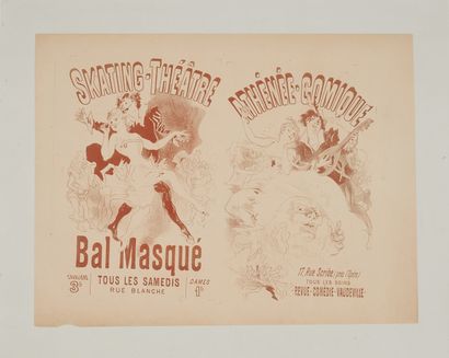 null Jules CHERET (1836-1932). 
SKATING-THEATRE. BAL MASQUE and ATHENEE-COMIQUE.
Two...
