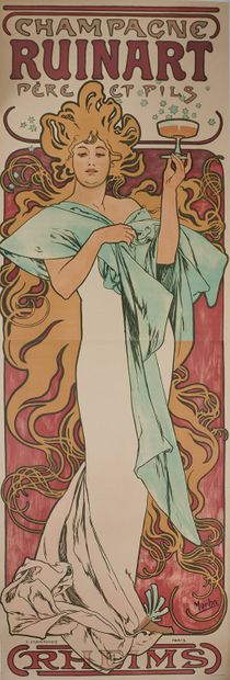 null Alfons MUCHA (1860-1939).
CHAMPAGNE RUINART FATHER AND SON. 
Poster lithographed...