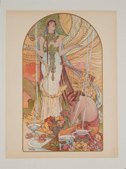 null Alfons MUCHA (1860-1939).
INCANTATION or SALAMMBÔ.
Poster lithographed in colors,...