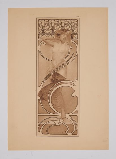 null Alfons MUCHA (1860-1939). 
Femme nue : Documents décoratifs PL.10. Planche lithographiée...