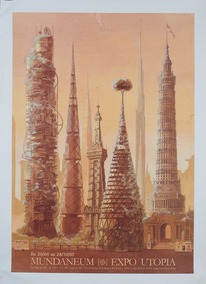 null Luc SCHUITEN (né en 1944). 
MUNDANEUM EXPO UTOPIA, 2007. Belgique. 
Affiche...