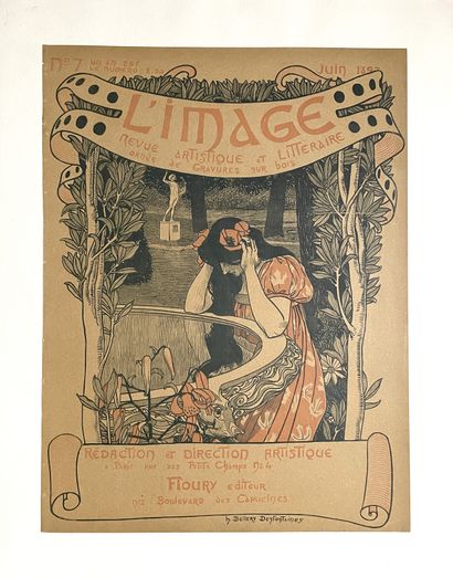 null L'IMAGE N°7 JUIN 1897. 
Couverture de la revue artistique et littéraire lithographiée,...