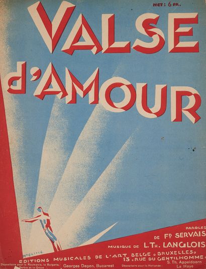 null René MAGRITTE (1898-1967) 
VALSE D'AMOUR.
Partition musicale, éditions Musicales...