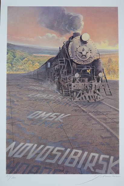 null Luc SCHUITEN (born in 1944). 
THE TRANSSIBERIAN. 
Lithograph in colors, signed...