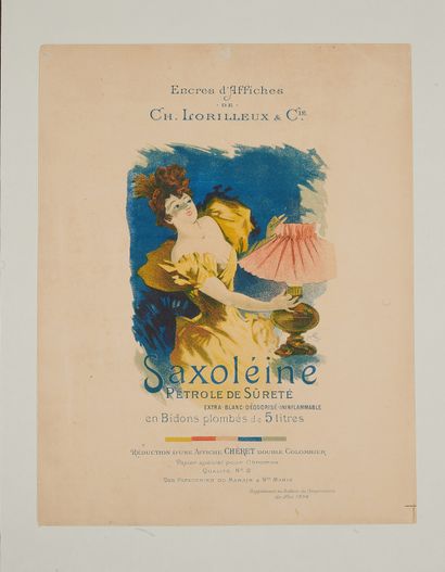 null Jules CHERET (1836-1932). 
SAXOLEINE
Réduction d'une affiche double Colombier,...