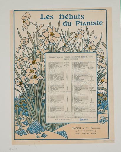 null Georges AURIOL (1863-1938) 
LES DEBUTS DU PIANISTE. 
Affiche lithographiée couleurs,...